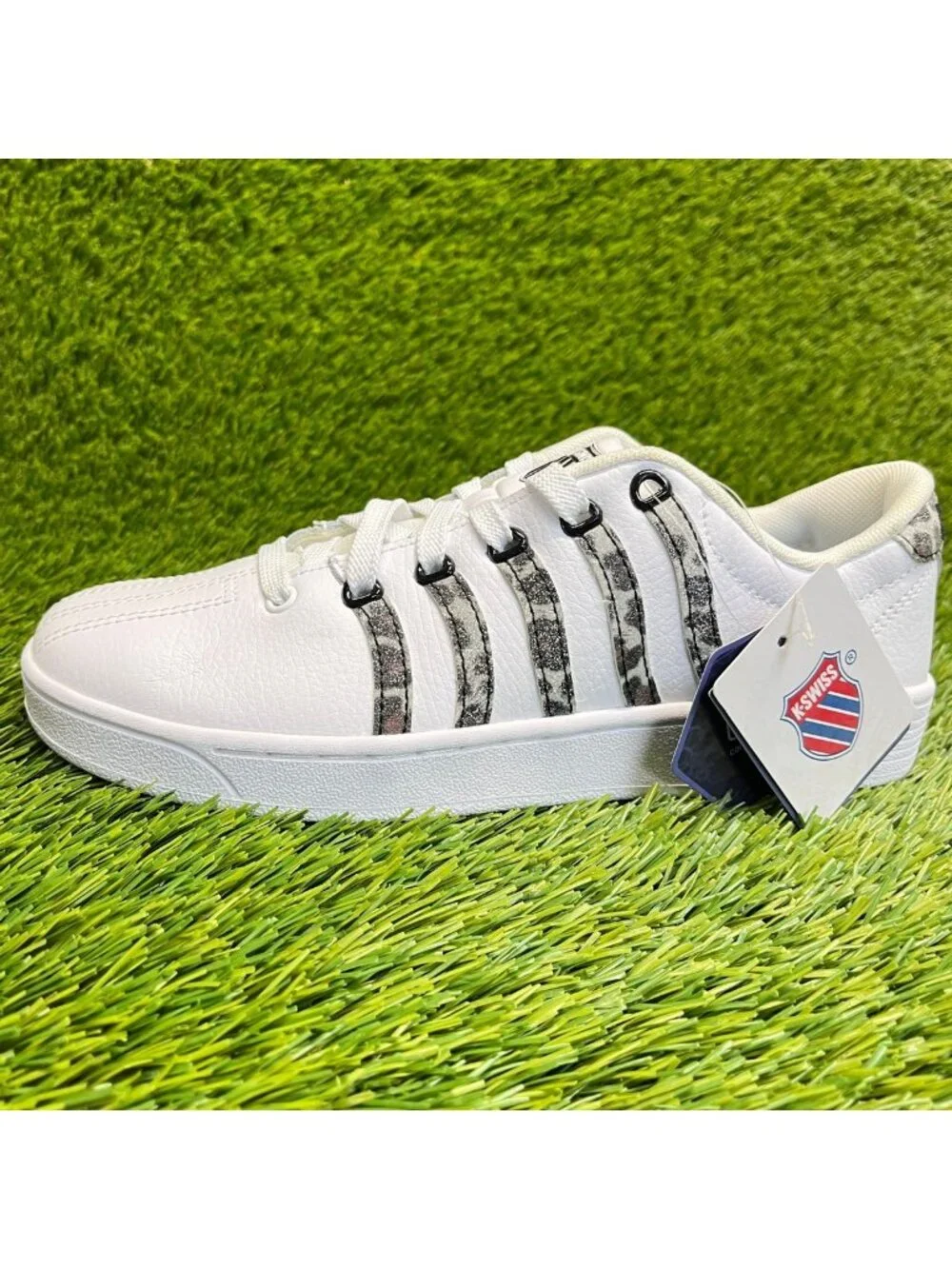 K-Swiss Court Pro II Leopard Womens Size 7 White Black Athletic Shoes Sneakers